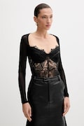 Bardot body culoarea negru, cu imprimeu, 51150TB3