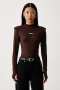 La Mania longsleeve damski z wiskozą brązowy SLEEK