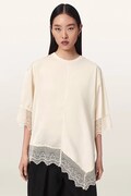 AllSaints блузка жіноча бавовняна LENNY бежева з мереживними вставками W087JD