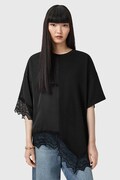 AllSaints блузка жіноча бавовняна LENNY чорна з мереживними вставками W087JD