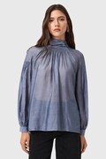 Μπλούζα με προσθήκη μεταξιού AllSaints PEARLA χρώμα: μοβ, W027PD