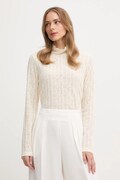 United Colors of Benetton sweter damski kolor beżowy lekki z półgolfem 5W77DQ0AT