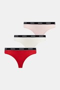 HUGO stringi 3-pack TRIPLET THONG STRIPE kolor różowy z bawełny 50545680