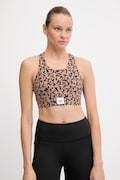 Sportovní podprsenka EA7 Emporio Armani béžová barva, vzorovaná, AF15565.7W000563