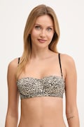 Calvin Klein Underwear biustonosz kolor beżowy satynowy gładki LV00QF8393