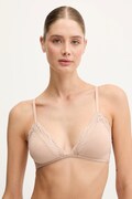 Calvin Klein Underwear biustonosz kolor beżowy satynowy gładki LV00QF8469