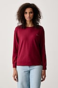 HUGO longsleeve damski bawełniany z elastanem HUGO ID LS-SHIRT bordowy 50555632
