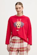 Pyžamové tričko s dlouhým rukávem United Colors of Benetton dámské, červená barva, 3DKE3M07Y