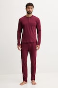 United Colors of Benetton piżama bawełniana męska kolor bordowy gładka 3VD04P02W