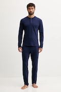 United Colors of Benetton piżama bawełniana męska kolor niebieski gładka 3VD04P02W