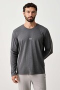 BOSS homewear majica dugih rukava muška od pamuka s elastanom Unique LS-Shirt siva 50550484