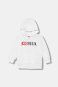 Дитяча кофта Diesel SDROPSHOOD OVER SWEAT-SHIRT колір білий з капюшоном з принтом J02485