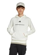 adidas bluză copii culoarea bej, cu glugă, cu imprimeu, KC2806