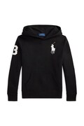 Polo Ralph Lauren bluză copii culoarea negru, cu glugă, 323979316002