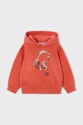Bombažen pulover Mayoral oranžna barva, s kapuco, 4407