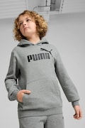Dětská mikina Puma ESS No. 1 Logo Hoodie FL B šedá barva, s kapucí, s potiskem, 684908