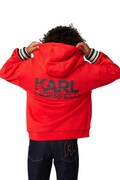 Karl Lagerfeld bluza bawełniana dziecięca kolor czerwony z kapturem z nadrukiem Z30643