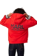 Karl Lagerfeld bluza bawełniana dziecięca kolor czerwony z kapturem z nadrukiem Z30643