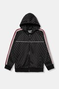 Дитяча кофта Guess колір чорний з капюшоном візерунок L5BQ26 K2042