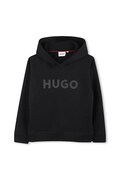 HUGO bluza dziecięca kolor czarny z kapturem z nadrukiem G00446