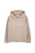 Παιδική μπλούζα HUGO χρώμα: μπεζ, με κουκούλα, G00446