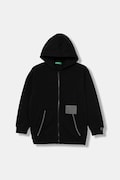 United Colors of Benetton hanorac de bumbac pentru copii culoarea negru, cu glugă, uni, 3NBMC505H
