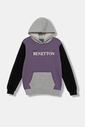 Дитяча бавовняна кофта United Colors of Benetton колір фіолетовий з капюшоном з принтом 3J68C204V