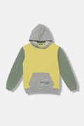 Дитяча бавовняна кофта United Colors of Benetton колір зелений з капюшоном з принтом 3J68C204V
