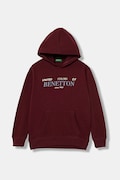 Дитяча бавовняна кофта United Colors of Benetton колір бордовий з капюшоном з принтом 3J68C204V