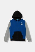 Детски памучен суичър United Colors of Benetton в синьо с качулка с десен 3J68C505C