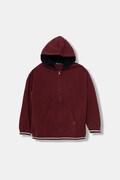 United Colors of Benetton bluza dziecięca kolor bordowy z kapturem gładka 32N4C505B