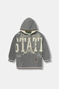 United Colors of Benetton bluză copii culoarea gri, cu glugă, uni, 32N4C505B
