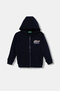 Дитяча бавовняна кофта United Colors of Benetton колір синій з капюшоном візерунок 3J68G503Y