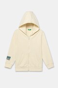 Дитяча бавовняна кофта United Colors of Benetton колір бежевий з капюшоном візерунок 3J68G503Y