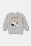 United Colors of Benetton hanorac de bumbac pentru copii culoarea gri, cu imprimeu, 3J70G10KF