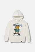 United Colors of Benetton bluza bawełniana dziecięca kolor biały z kapturem z nadrukiem 3UNIC204Y