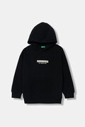 United Colors of Benetton bluza dziecięca kolor czarny z kapturem z nadrukiem 3EB5C205B