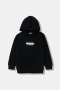 United Colors of Benetton bluza dziecięca kolor czarny z kapturem z nadrukiem 3EB5C205B