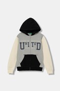 United Colors of Benetton bluza dziecięca kolor szary z kapturem z nadrukiem 3EB5C505L