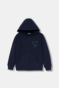 United Colors of Benetton bluză copii culoarea bleumarin, cu glugă, cu imprimeu, 3EB5C505L