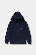 United Colors of Benetton bluză copii culoarea bleumarin, cu glugă, cu imprimeu, 3EB5C505L