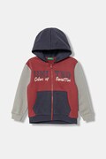 Detská mikina United Colors of Benetton červená farba, s kapucňou, s potlačou, 3EB5G5043