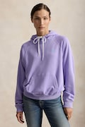 Polo Ralph Lauren hanorac cu glugă pentru femei cu bumbac violet 211971691