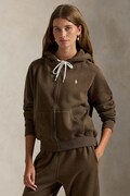 Polo Ralph Lauren bluza rozpinana z kapturem damska z bawełną brązowa 211971699