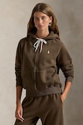 Polo Ralph Lauren bluza rozpinana z kapturem damska z bawełną brązowa 211971699