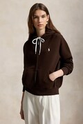 Polo Ralph Lauren μπλούζα με κουκούλα και κουμπιά γυναικεία με βαμβάκι καφέ 211971699
