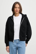 Bavlněná mikina Calvin Klein dámská, černá barva, s kapucí, hladká, LV044C211G