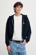 Pamučna dukserica Tommy Jeans za žene, boja: tamno plava, s kapuljačom, s aplikacijom, DW0DW21147