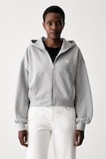 Calvin Klein Jeans mikina na zips s kapucňou dámska bavlnená sivá LV047C216G