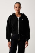 Calvin Klein Jeans hanorac cu fermoar și glugă pentru femei din bumbac negru LV047C216G